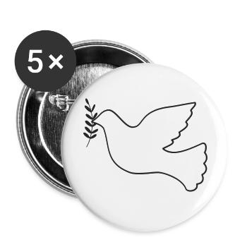 Friedenstaube mit Zweig - Buttons klein 25 mm (5er Pack) - Weiß - Vorne