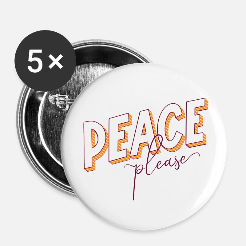 Peace Please Please Peace Saying Scripture Call - Buttons small 1''/25 mm (5-pack) - white