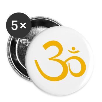 Symbole om ohm jaune transparent zen yoga - Lot de 5 petits badges (25 mm) - blanc - Devant