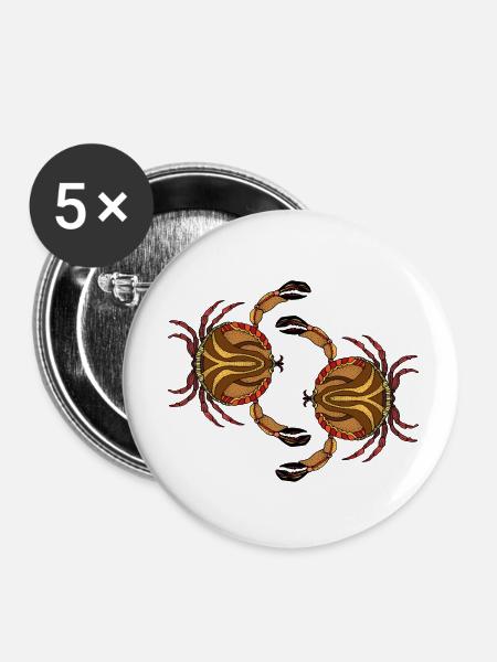 Krabben - Buttons klein 25 mm (5er Pack) - Weiß