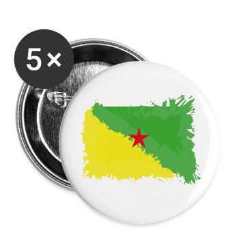 Drapeau Guyane - Lot de 5 petits badges (25 mm) - blanc - Devant