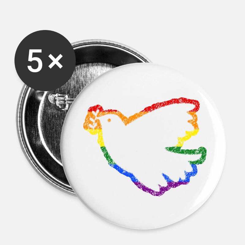 Colombe de la Paix Drapeau de la Paix Ukraine - Lot de 5 petits badges (25 mm) - blanc