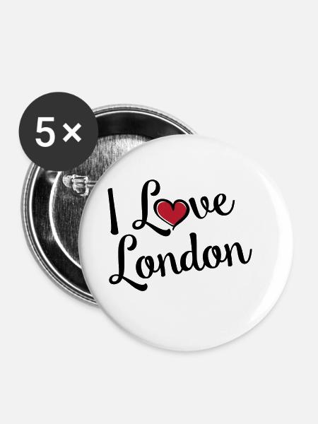 I Love London - Buttons klein 25 mm (5er Pack) - Weiß