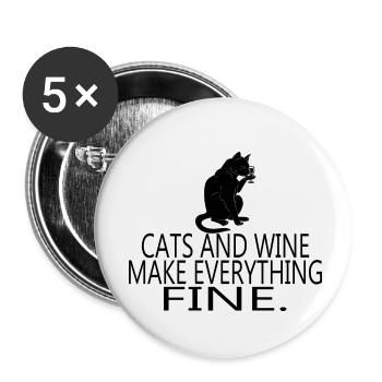 Chat Katze - Lot de 5 petits badges (25 mm) - blanc - Devant