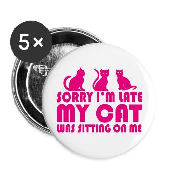 Chat Katze - Lot de 5 petits badges (25 mm) - blanc - Devant