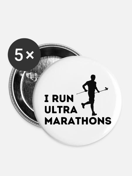I run ultra Marathons - Buttons klein 25 mm (5er Pack) - Weiß