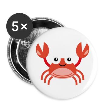 Krabbe Crab Vektor Vector - Buttons klein 25 mm (5er Pack) - Weiß - Vorne