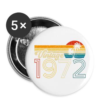 Vintage 70er Jahre Design mit Retro Palmen - Buttons klein 25 mm (5er Pack) - Weiß - Vorne