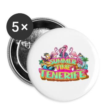 Teneriffa Sommer Flamingo Palmen Strand Meer - Buttons klein 25 mm (5er Pack) - Weiß - Vorne