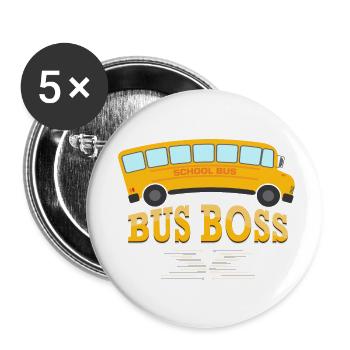Bus Boss School Bus Driver Yellow Bus - Buttons klein 25 mm (5er Pack) - Weiß - Vorne