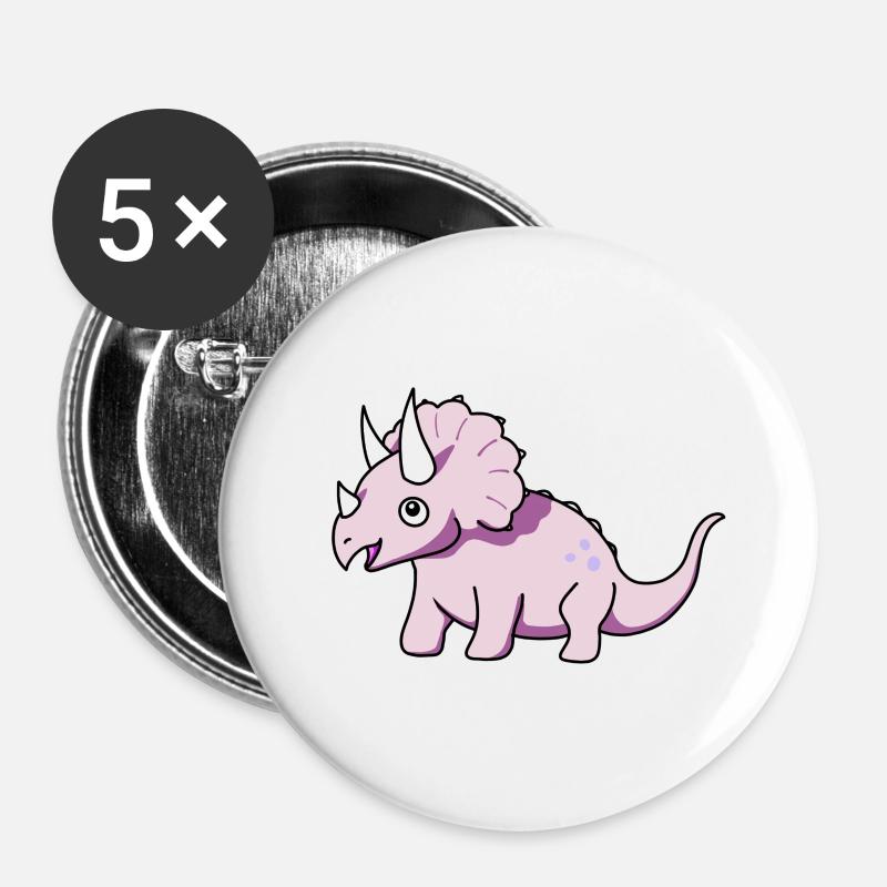 Cute Triceratops - Buttons small 1''/25 mm (5-pack) - white