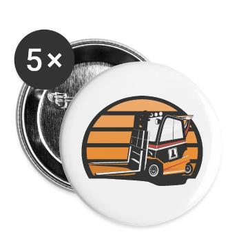 Chariot élévateur sportif. - Lot de 5 petits badges (25 mm) - blanc - Devant