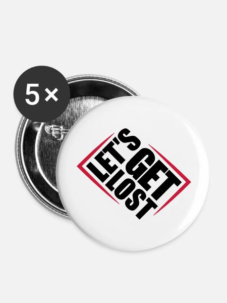 Lets Get Lost - Buttons klein 25 mm (5er Pack) - Weiß