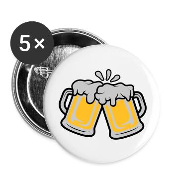 Bier Krüge anstoßen - Buttons klein 25 mm (5er Pack) - Weiß - Vorne