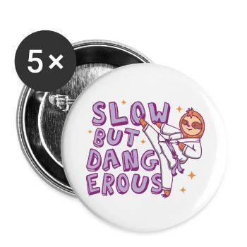 Slow but dangerous Karate Sloth - Buttons small 1''/25 mm (5-pack) - white - Front