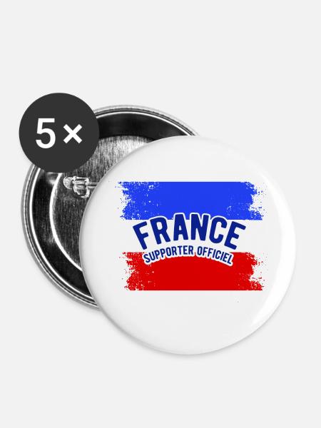 Supporter de France - Buttons klein 25 mm (5er Pack) - Weiß