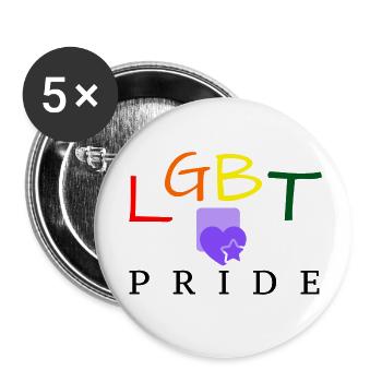 LGBT PRIDE - Lot de 5 petits badges (25 mm) - blanc - Devant