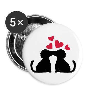 Couple kissing dogs in love - Buttons small 1''/25 mm (5-pack) - white - Front