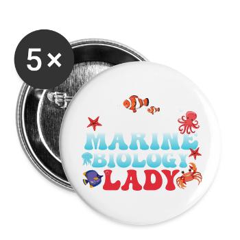 Crazy Marine Biology Lady Ocean Student Scientist - Buttons small 1''/25 mm (5-pack) - white - Front