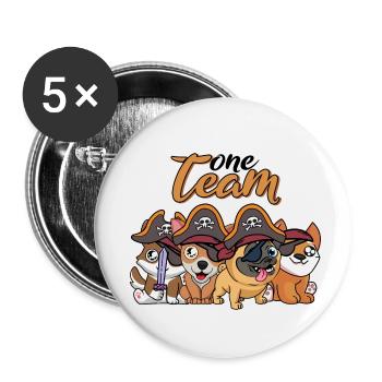 team familie hund pirat bachelorette party vater - Buttons klein 25 mm (5er Pack) - Weiß - Vorne