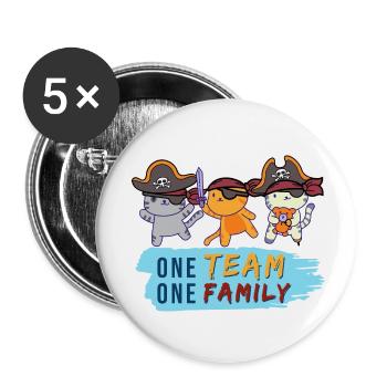 team familie katze pirat bachelorette party biker - Buttons klein 25 mm (5er Pack) - Weiß - Vorne