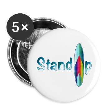 Stand up paddling lettering with paddle board - Buttons small 1''/25 mm (5-pack) - white - Front