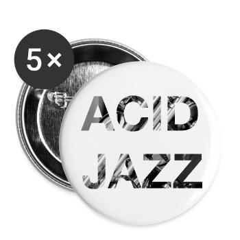 Acid Jazz Musique Noir Blanc Typographie Moderne - Lot de 5 petits badges (25 mm) - blanc - Devant