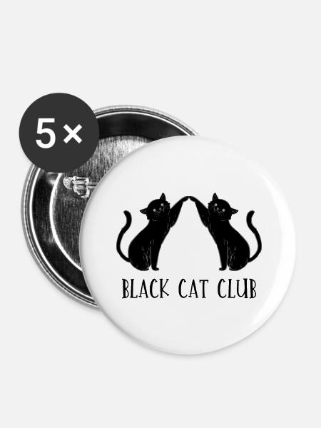 Black Cat Club - Buttons klein 25 mm (5er Pack) - Weiß