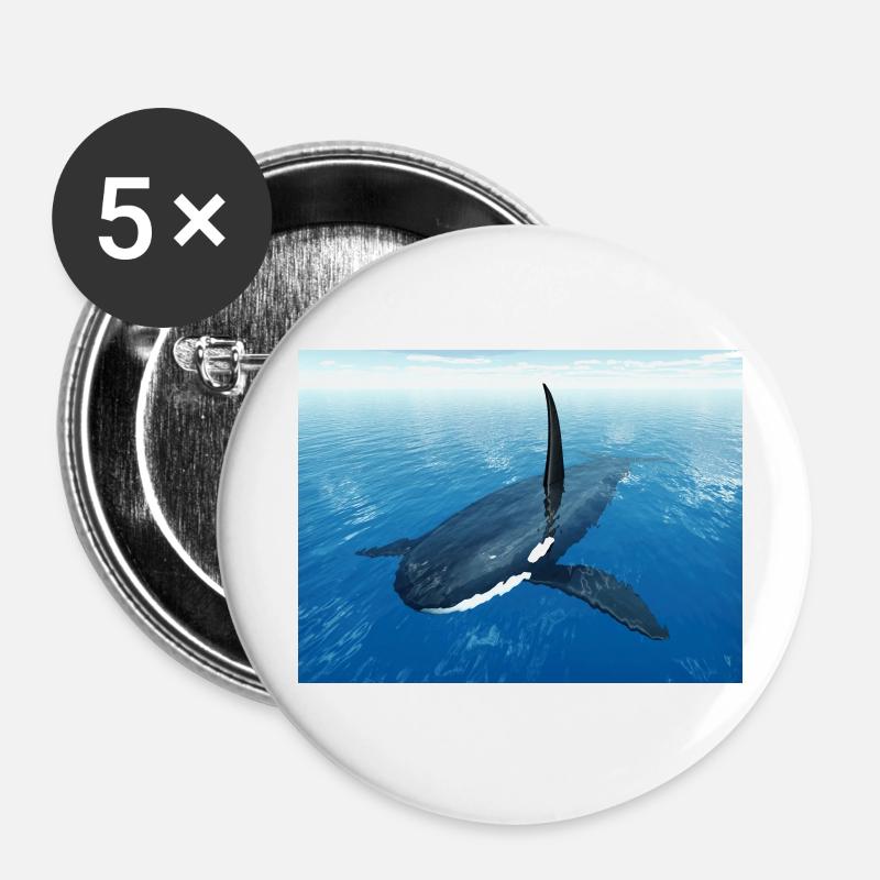 Killer whale, orca, killer whale - Buttons small 1''/25 mm (5-pack) - white