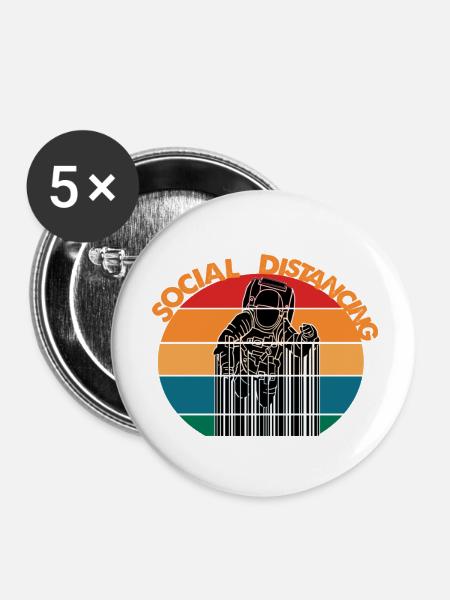 Social distancing - Buttons klein 25 mm (5er Pack) - Weiß