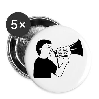 Mann wütend Demonstration Megafon - Buttons klein 25 mm (5er Pack) - Weiß - Vorne