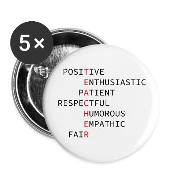 Enseignant - Lot de 5 petits badges (25 mm) - blanc - Devant