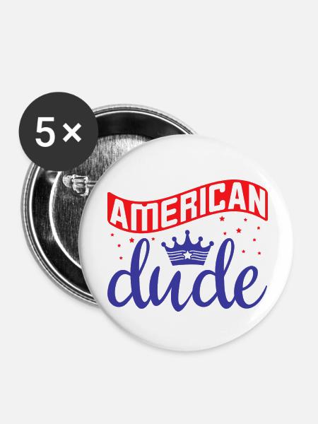 Amerikanischer Kerl - Buttons klein 25 mm (5er Pack) - Weiß