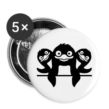 Drôles de pingouins 3 amis - Lot de 5 petits badges (25 mm) - blanc - Devant