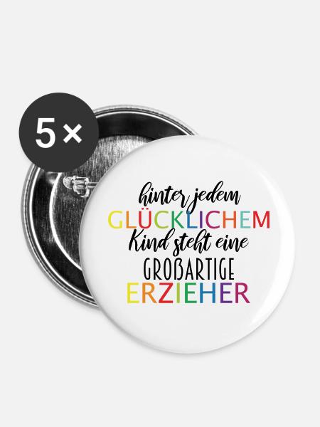 Abschied Erzieher - Buttons klein 25 mm (5er Pack) - Weiß