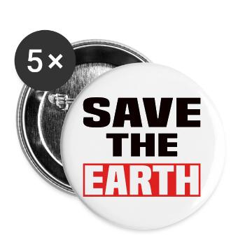 Sauvez la Terre - Lot de 5 petits badges (25 mm) - blanc - Devant