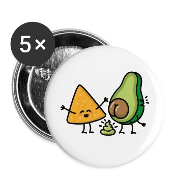 Avocado poop tortilla chips guacamole shit - Buttons small 1''/25 mm (5-pack) - white - Front