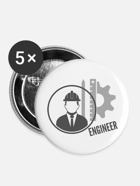 Engineer - Buttons klein 25 mm (5er Pack) - Weiß