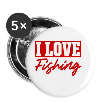 I love fishing - Buttons small 1''/25 mm (5-pack) - white - Front