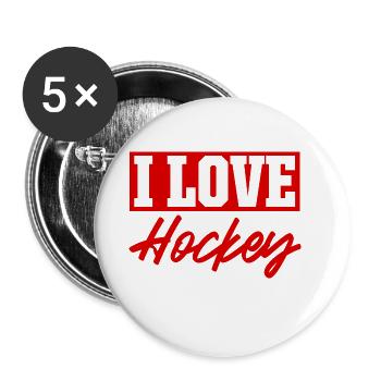 I love hockey - Buttons small 1''/25 mm (5-pack) - white - Front