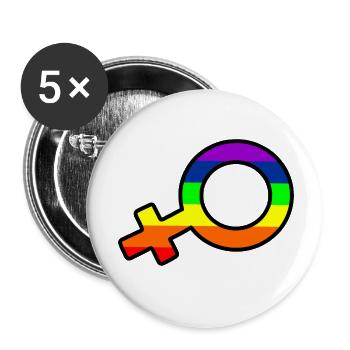 Gender Frau Logo mit Regenbogen - Buttons klein 25 mm (5er Pack) - Weiß - Vorne
