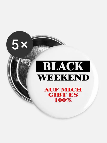 BLACK WEEKEND - Buttons klein 25 mm (5er Pack) - Weiß