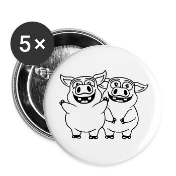 Amis équipe drôles cochons - Lot de 5 petits badges (25 mm) - blanc - Devant