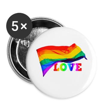 Amour gay - Lot de 5 petits badges (25 mm) - blanc - Devant