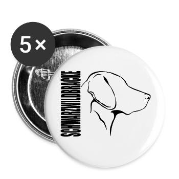 SCHWARZWILDBRACKE Profil Hunde Jagdhund Wilsigns - Buttons klein 25 mm (5er Pack) - Weiß - Vorne