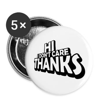 Hi I dont care - Buttons klein 25 mm (5er Pack) - Weiß - Vorne