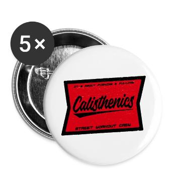 Calisthenics Streetworkout Logo - Buttons klein 25 mm (5er Pack) - Weiß - Vorne