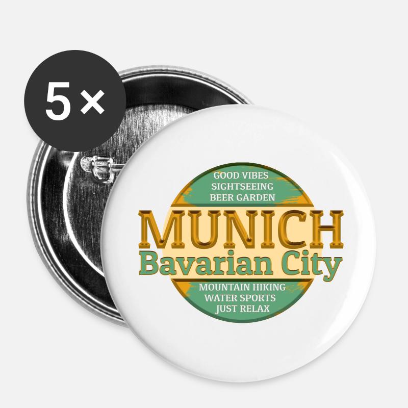 Munich - Lot de 5 petits badges (25 mm) - blanc
