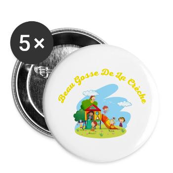 Beau gosse de la crèche - Lot de 5 petits badges (25 mm) - blanc - Devant