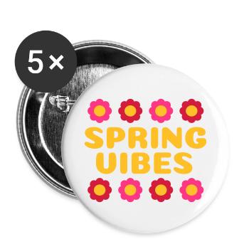 Ambiance printanière (huit fleurs) - Lot de 5 petits badges (25 mm) - blanc - Devant